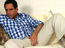 Marcello wraps his hand around his hard cock and has a slow wank